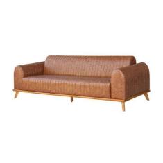 Imagem de Sofá Living Átila 2,10m em material ecológico Caramelo Base Madeira Ma