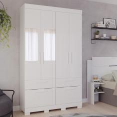 Imagem de Guarda Roupa 4 Portas 3 Gavetas 1 Basculante Com Espelho 100% Mdf Porto Panan Branco