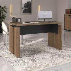 Imagem de mesa de escritório lane nogal e preta 125 cm