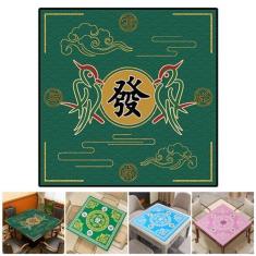 Imagem de LEAQU Tapete Mahjong, tapete de mesa de Mahjong, antiderrapante e com redução de ruído, acessórios de Mahjong, tapete de jogo de pôquer dominó para jogos de cartas, tabuleiros e azulejos (verde escuro