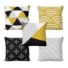 Imagem de Capas De Almofadas Decorativas Amarelas E Preto - Novadecora