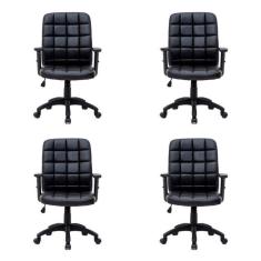 Imagem de Conjunto com 4 Cadeiras de Escritório Diretor Giratórias Fitz com Braços Ajustáveis Preto