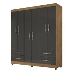 Imagem de Guarda Roupa Casal Honduras 6 Portas Freijó Grafite Perolizado - Móveis Leão