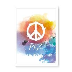 Imagem de Arte Maníacos Quadro Decorativo Paz Aquarela - 23x16,25cm (Moldura caixa em laca )