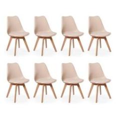 Imagem de Conjunto 08 Cadeiras Eames Wood Leda Design - Nude