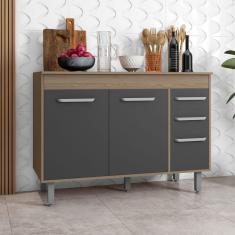 Imagem de Balcão Barcelona 3 Portas 2 Gavetas Com Tampo Em Mdp Poliman Móveis