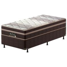 Imagem de Cama Box Solteiro Probel Nevada com Euro Pillow e Molas Ensacadas 64x88x188 cm - Bege/Marrom