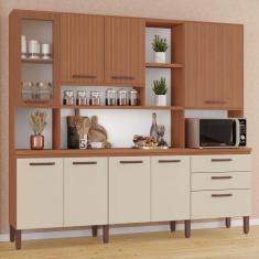 Imagem de Armário de Cozinha Diana 100% MDF Tuboarte 8 Portas e 3 Gavetas, Freij