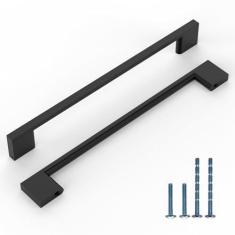 Imagem de KNOKLOCK Pacote com 10 puxadores de armário de cozinha 6,3 polegadas (160 mm) puxadores de armário de cozinha preto fosco puxadores de gaveta para armário guarda-roupa
