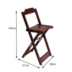 Imagem de KIT 2 JOGOS DE MESA BISTRÔ DOBRÁVEL EM MADEIRA MACIÇA COM 2 BANQUETAS ALTAS - IMBUIA