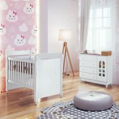 Imagem de Quarto De Bebê Selena Berço Mini Cama Mirelle Cômoda Branco