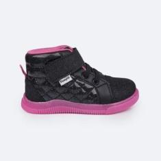 Imagem de Tênis Cano Médio Pampili Pom Pom Matelassê Preto 699.037-Feminino
