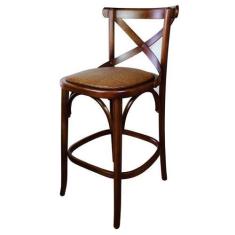 Imagem de Banqueta Alta de Madeira Espanha Estofada em Rattan - Lideratti, Cera 