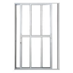 Imagem de Porta de Alumínio Sacada 2 Folhas Móveis Branca Linha 25 Com Fechadura