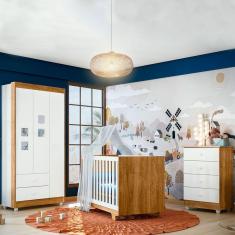 Imagem de Quarto de Bebê Completo Life 100% Mdf 3 Portas 6 Gavetas Branco/Ypê 4109 - Tigus Baby