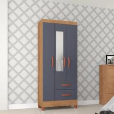 Imagem de Guarda Roupa Solteiro Com Espelho 3 Portas 2 Gavetas Fortaleza Atualle