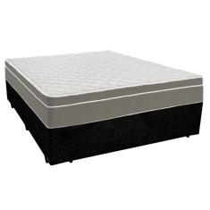 Imagem de Cama Box Casal Suede + Colchão Sereneprime Molas Ensacadas 138x188x65 Preto