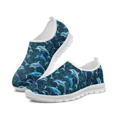 Imagem de GOSTONG Tênis masculino antiderrapante, sola macia, confortável, corrida ao ar livre, respirável, malha fresca, tênis de academia, branco, 34 a 48, Golfinho, 36