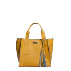 Imagem de BOLSA FEMININA EM COURO ALÇA DE MÃO ROSÉ COM AMARELO "NÊIDA ALCÂNTARA"-Feminino