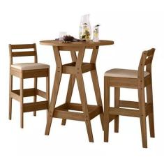 Imagem de Conjunto Mesa Bistro com 2 Banquetas Cedro Gold Celta Moveis - Celta M