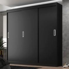 Imagem de Guarda-Roupa Solteiro Lisboa 3 Portas 2 Gavetas Preto - Evidencia Móve