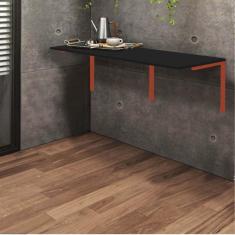 Imagem de Mesa Suspensa de Estudos Parede 120cm Escritório Suporte Bronze MDF Preto - Ahz Móveis