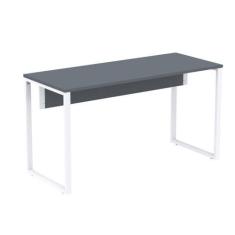 Imagem de Mesa Escritório P25 Tub Pandin 150 cm (larg) Tampo Mdp Grafito Pé Aço Tubular Branco
