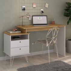 Imagem de Mesa Escrivaninha Plus 2 Gavetas Olmo/Branco - Artany
