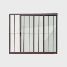 Imagem de Janela Confort 2 Folhas com Grade Vidro Liso 100cm x 100cm Brimak