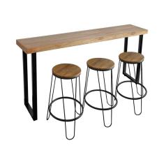 Imagem de Bancada Gourmet 180cm Com 3 Banquetas Industriais Guatemala Base Preta Preto