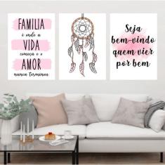 Imagem de Kit 3 Quadros Decorativos Família Filtro dos Sonhos 45x34cm