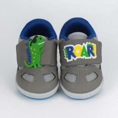 Imagem de Tênis Bebê Masculino Kidy Colors Dinossauro Cinza E Azul