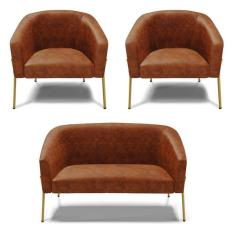 Imagem de Sof  Namoradeira E 2 Poltronas P  De Ferro Dourado Stella Cor