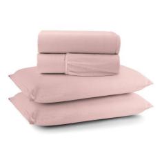 Imagem de Jogo De Lençol Cama Solteiro 3 Peças Malha 100% Algodão Liso Luxo Maci