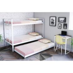 Imagem de Cama Treliche Solteiro em Aço 94cm x 205cm Branco