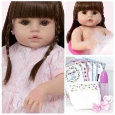 Imagem de Boneca Reborn Recem Nascida Corpo De Vinil Com Enxoval Fofa - Cegonha