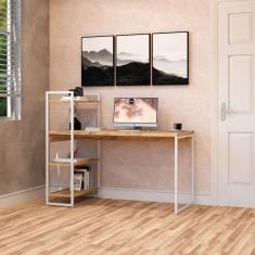 Imagem de escrivaninha com estante studio carvalho e branca 135x115 cm