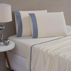 Imagem de Jogo De Lençol Santorini King Em Algodão 04 Peças - Palha