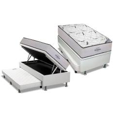 Imagem de Cama Box Baú C/Auxiliar Solteiro: Colchão Espuma Ortobom D45 Highfoam + Base White(88X188)