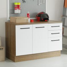 Imagem de Balcão Multiuso 120cm 2 Portas 3 Gavetas Rustic/Branco Agata Madesa