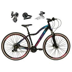 Imagem de Bicicleta aro 29 Ksw Mwza Shimano Altus 24V Freio a Disco Hidráulico Garfo com Trava com Pneu Faixa Bege - Preto/Pink/Azul