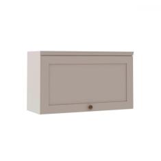 Imagem de Armário Aéreo Cozinha 80cm Iluminata 100% Mdf 1 Porta Basculante Branco/Marrom Claro - Geniallex