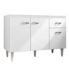 Imagem de Balcão De Cozinha 120cm Green 3 Portas C/ Tampo Branco/Preto Flex - Be