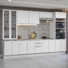 Imagem de Armário de Cozinha Completa 340cm Lux Madesa 02, Branco/Branco Veludo