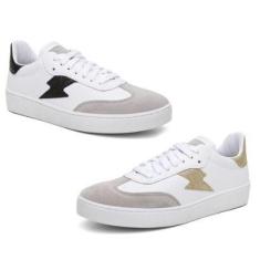 Imagem de Kit 2 Tênis Feminino Casual Detalhe em Camurça Bardone-Masculino