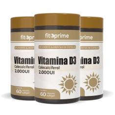 Imagem de Kit 3 Vitamina D3 2000UI Colecalciferol 60 Cápsulas Fitoprime