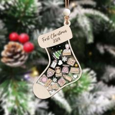 Imagem de DATCRAFT Enfeite de coqueteleira Enfeites de Natal personalizados 2024 Bebê Primeiro Natal Ornamento de Natal 2024 Enfeites de Natal de Família 2024 Ornamento de Natal Personalizado Novo Ornamento de
