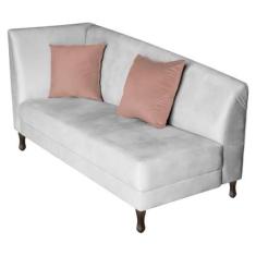 Imagem de Recamier Heitor 160cm com Almofada Lado Direito Suede Branco/Rosê