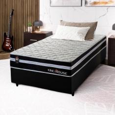 Imagem de Conjunto Cama Box Solteiro Durham 88x188x60 Preto/Branco c/ Molas Ensa