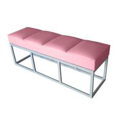 Imagem de Recamier Casal Rosa Bebê Base De Metal Cinza Square Módena - RBL